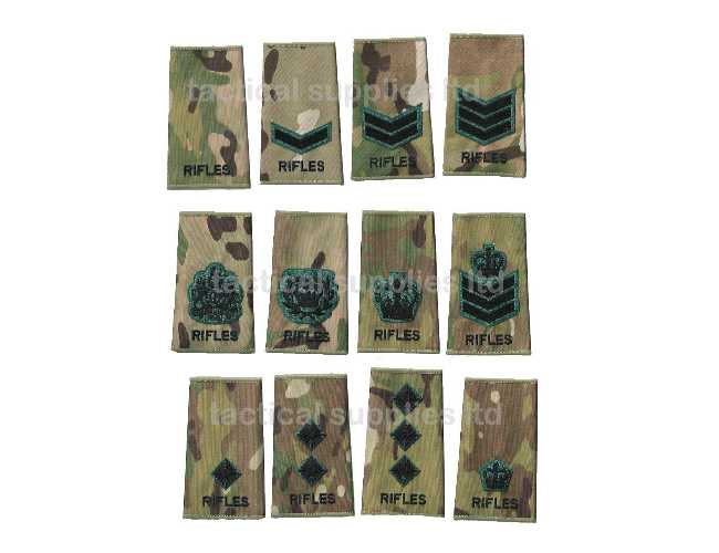 British Army Rank Slides Royal Anglian Rank Slides In Multicam Camouflage With Black Embroidery - Pair UK Military British Rank Slides - Foto 11